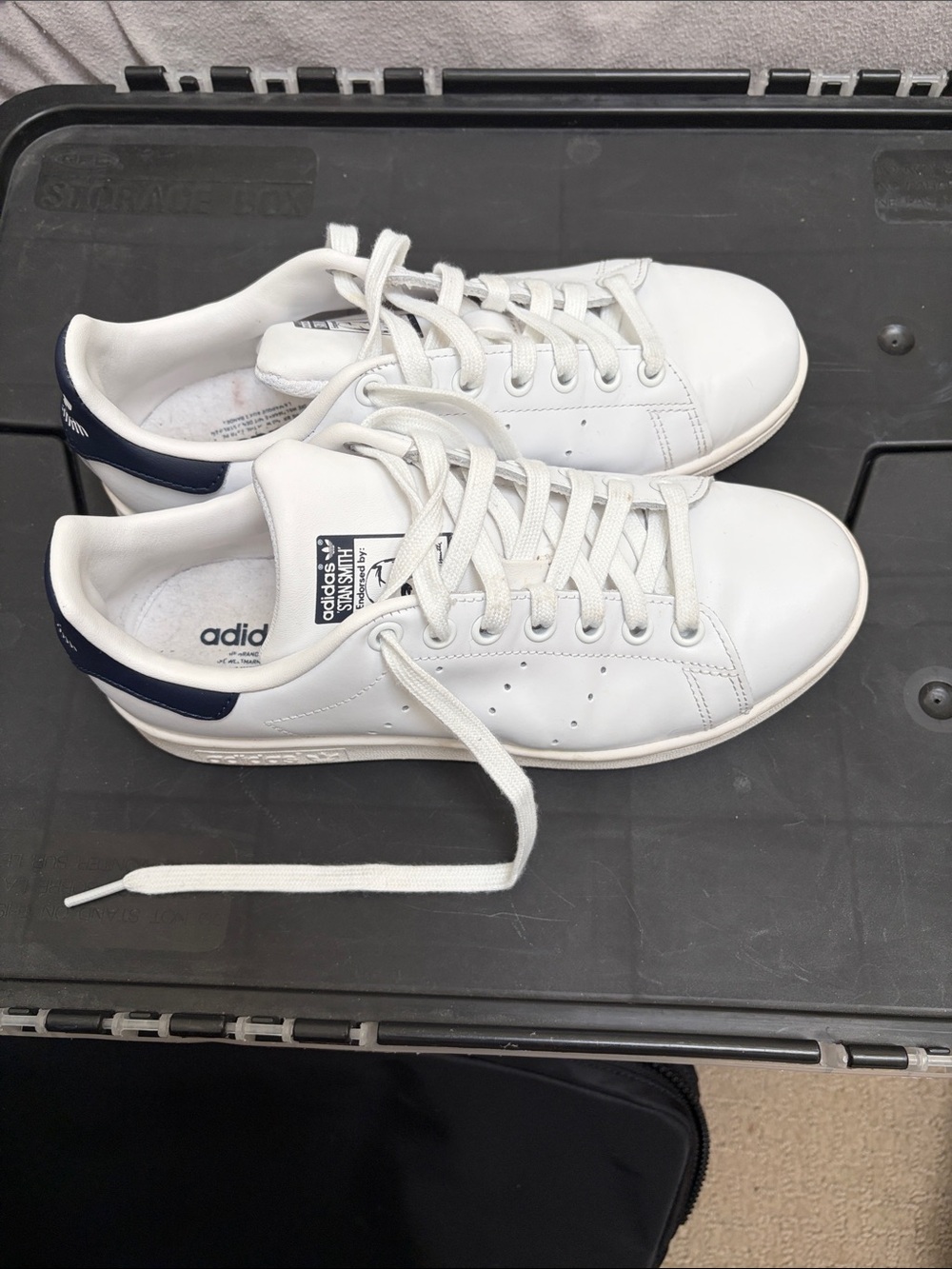 adidas White navy Stan Smith sneakers shoes Women's 6.5 38 2024